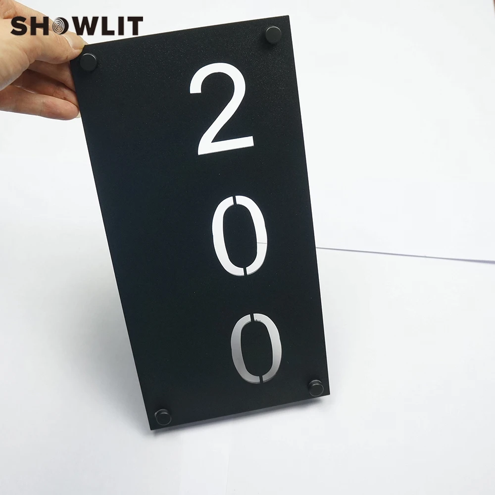 Vertical Black Steel Metal Door Sign House Number Door Plaque