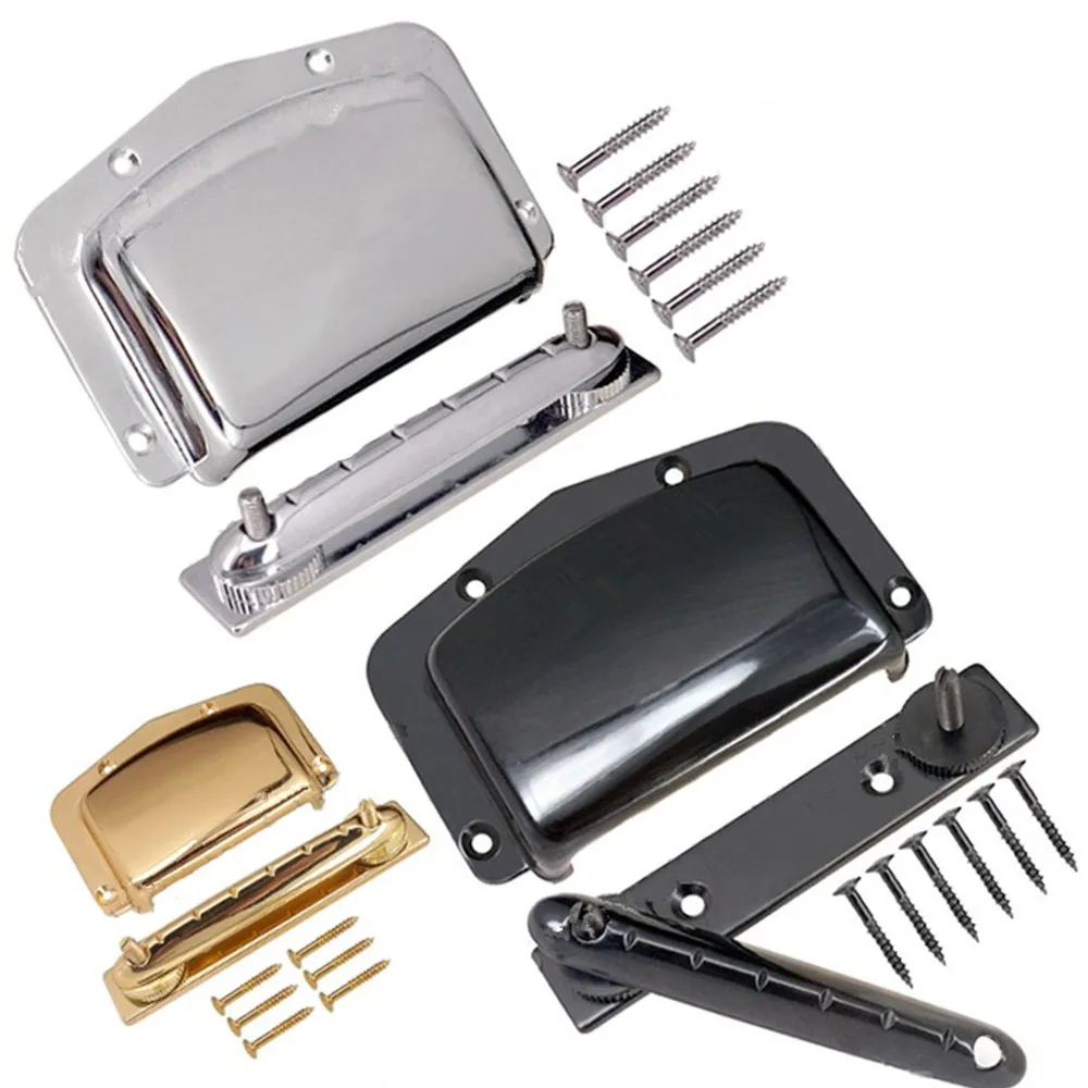 Ein Set mit 6 Saitensätteln, verstellbarer, feststehender Gitarrenbrücke und Abdeckung in Chrom, Schwarz oder Gold – zur Auswahl, Gitarrenzubehörteile. – Detail 1