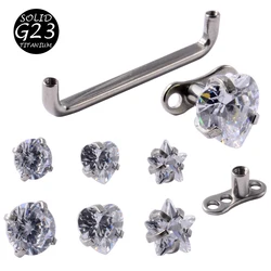1Peice G23 Titanium Dermal Anchor Diver Hide In Skin Round Star Heart Zircon Barbell Piercing Tattoo Women Piercing Body Jewelry