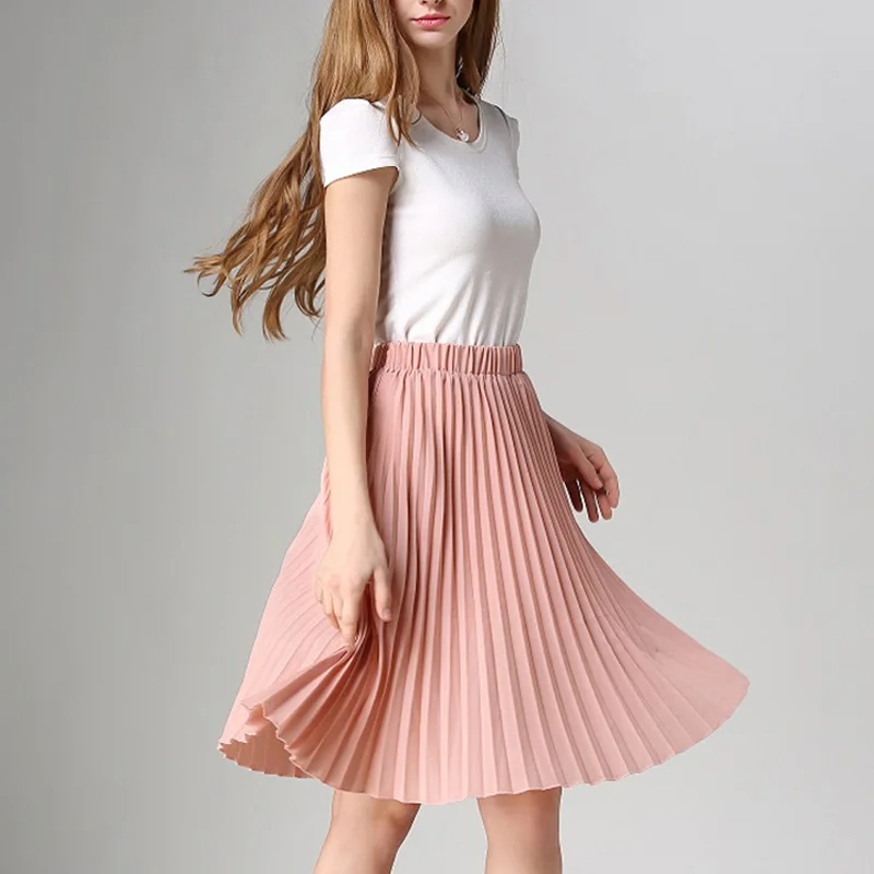 Gonna a pieghe in Chiffon da donna gonne Tutu Vintage a vita alta da donna gonna Midi Rokken 2022 Summer Style Jupe Femme