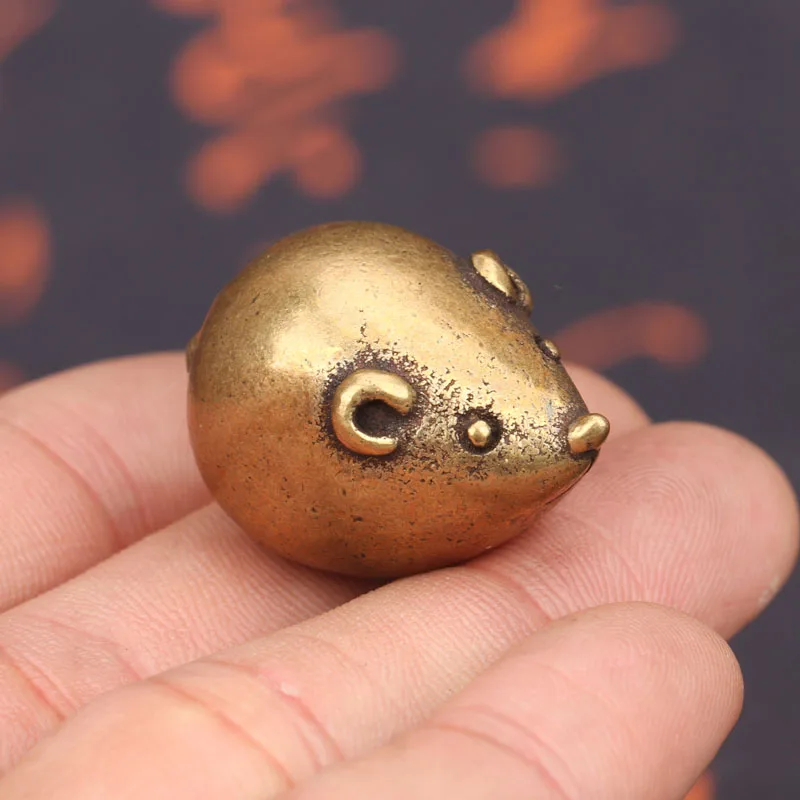 Vintage Brass Rat Sculpture Desk Decoration, Brass Ornament, Small Mouse, Miniature Figurines, Home Decor, Funny Children Gifts