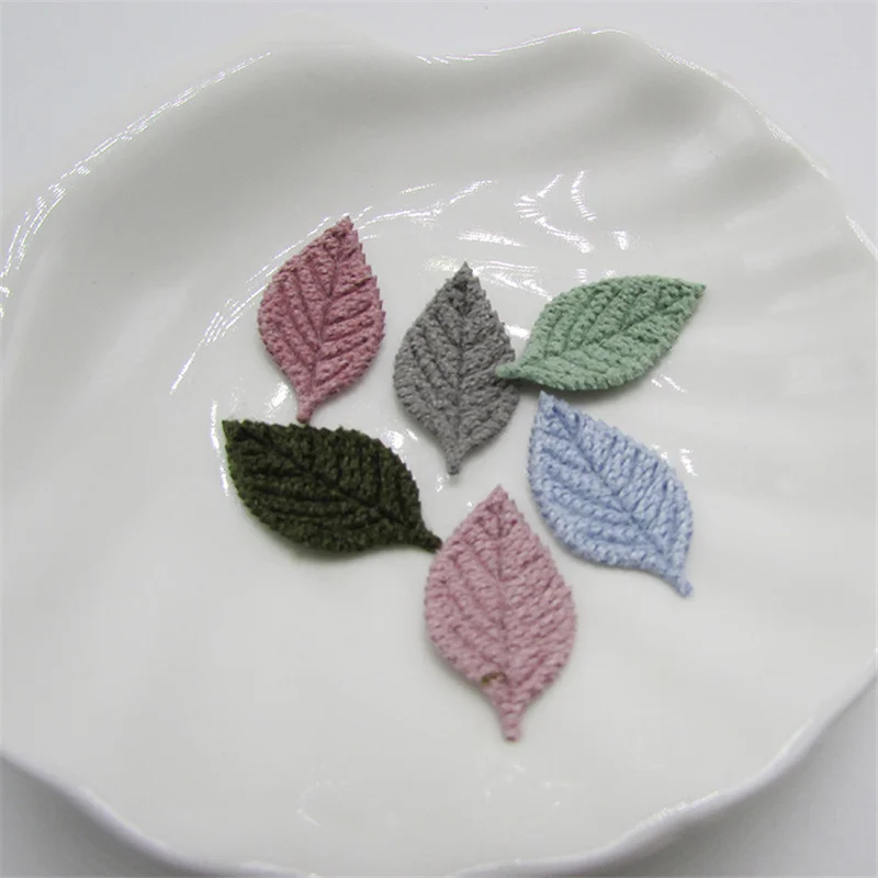 20-200Pcs Crochet Fabric Leaves Appliques DIY Craft Supplie Headwear Hair Accessories Ornaments Materials Decoration Patches