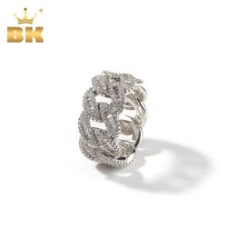 THE BLING KING Miami Cuban Link Ring Full Paved Out Baguettecz Cubic Zirconia Engagement Ring HipHop Punk Jewelry For Men Women