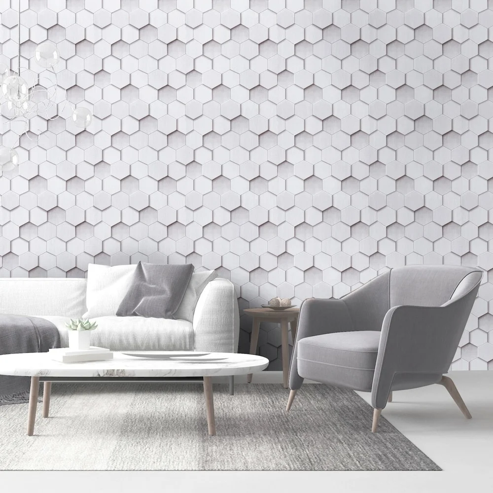 HaoHome Geometric Pattern Self Adhesive Wallpaper Grey Vinyl Peel and Stick  Wall Paper Design for Walls Bedroom Home D