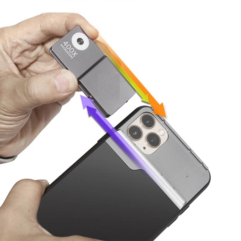 Microscópio de smartphone com lente óptica 400x, para microworld, crianças e adultos, compatível com iphone 13pro/13 pro max, envio direto
