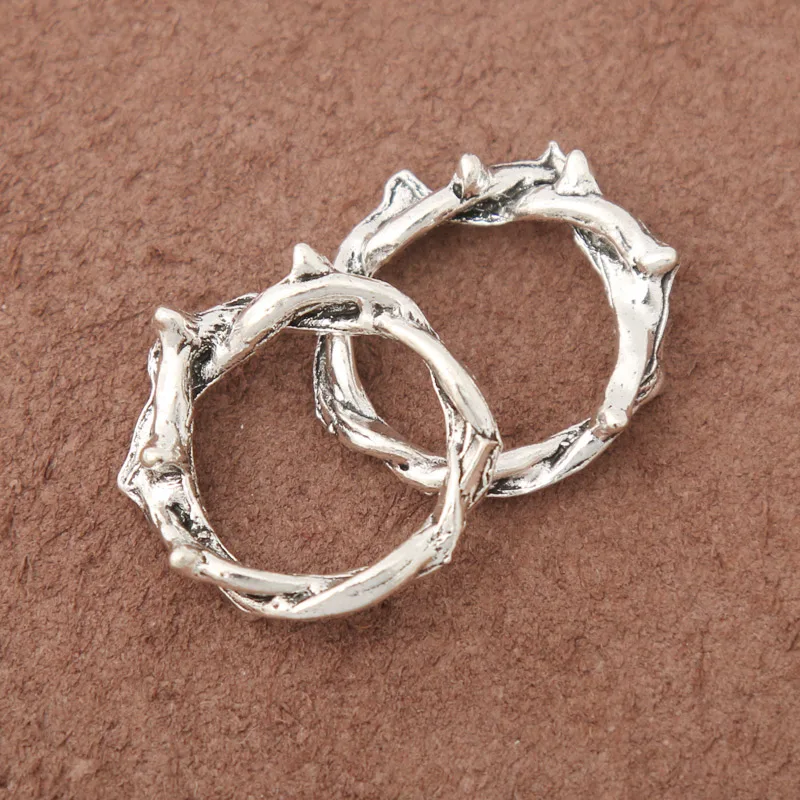 10pcs Fashion Alloy Outside Diameter 21mm Thorns Ring Charms Connector Necklace Ring Pendant Charms AAC1868