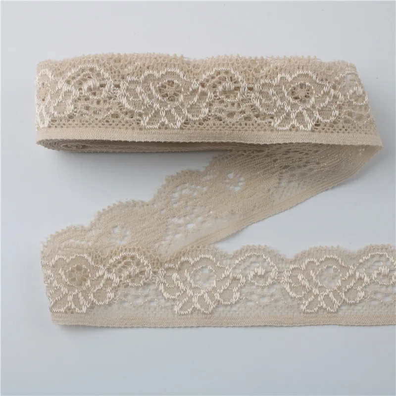 Beautiful 10 Yards Elasticity Lace Ribbon Tape 22mm White Lace Fabric Embroidery Underwear Dress DIY Accessories