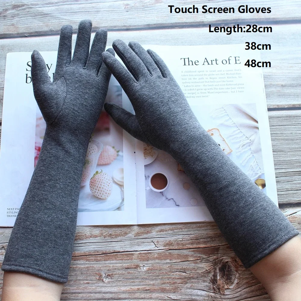 Long Touch Screen Winter Gloves 28/38/48cm Autumn Winter Ladies Cotton Knitting Long Sleeve Women Full Finger Warm Gloves