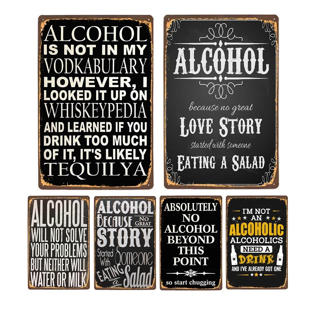 Placa de decoración Vintage con Alcohol, placa de Metal de cerveza, cartel divertido Retro para Pub, arte de pared para Bar, Pub, Club, cafetería, decoración del hogar, póster de 20x30cm
