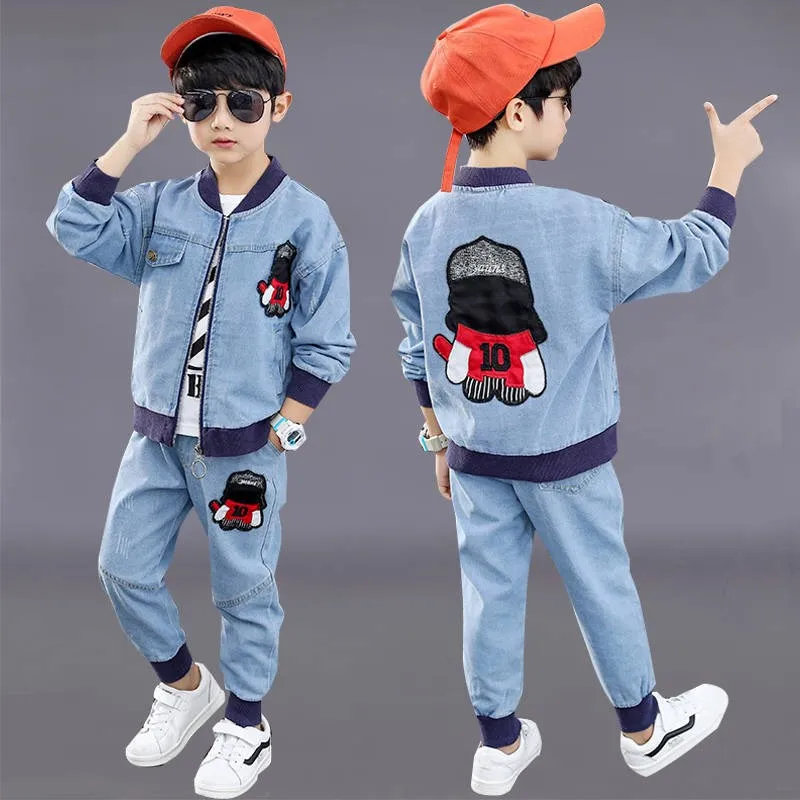 Children\'s clothing boy suit 2024 new children\'s foreign style spring and autumn handsome boy jacket + pants 2 piece set