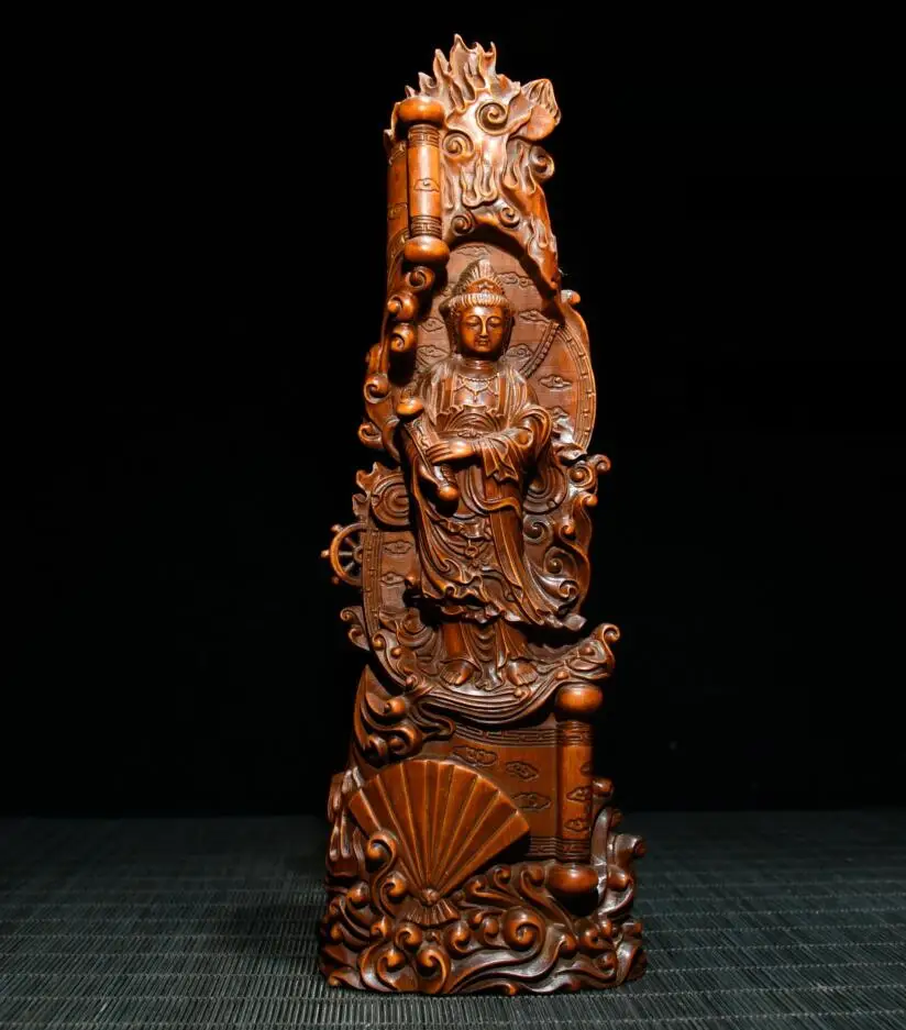 

Archaize seiko Hand-carved boxwood Guanyin bodhisattva household decoration crafts statue