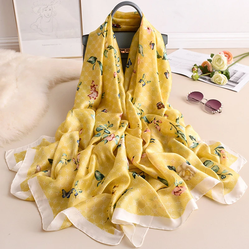 sweet simulation silk letter scarf women summer seaside sunscreen scarf beach towel office air conditioning decorative shawl