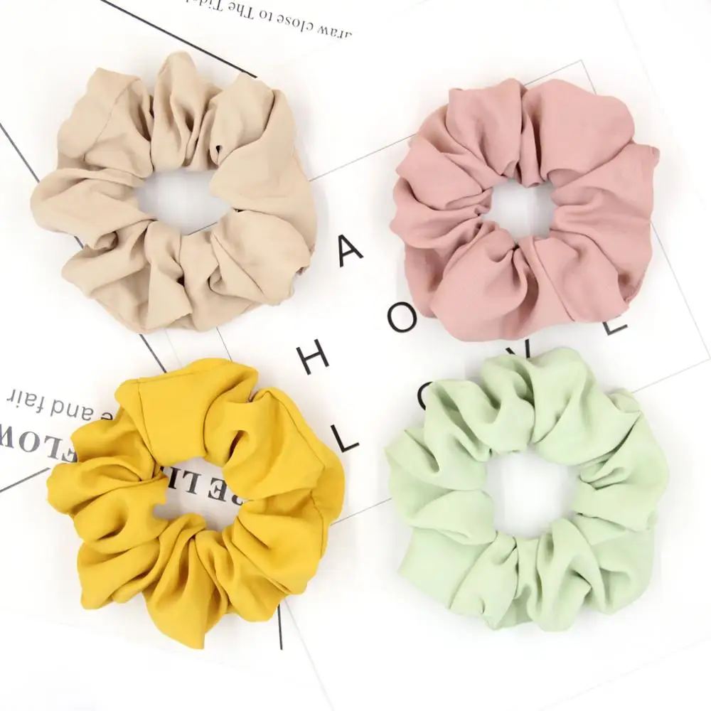 Furling Girl 1PC Solid Color Polyester Hair Scrunchies Ponytail Holder Hair ties Gum Elastic Hair Bands Headbands