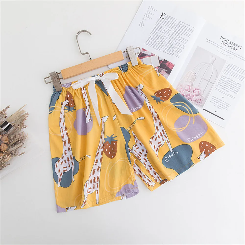 2021 New Women Sleep Short Pants Thin Loose Pajamas Home Beach Bottoms Lounge Sleepwear Large Size Printed Pijama Mujer Dropship