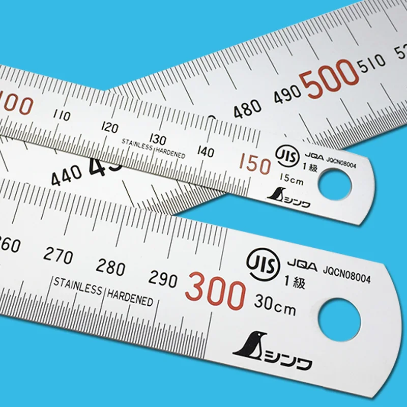 Japanese Shinwa stainless steel ruler thickened steel ruler high precision 15 / 30 cm  ruler slider