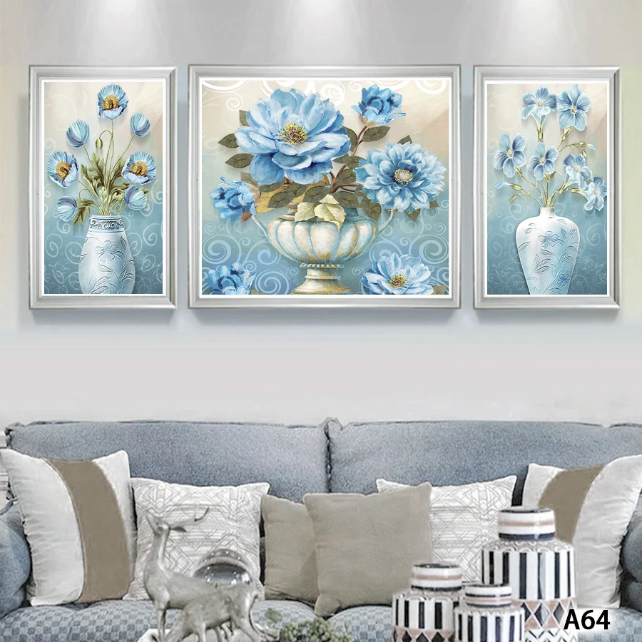 

Modern Abstract Oil Painting Print on Canvas 3pcs Flower Canvas Art Printing Wall Art Picture for Home Decor