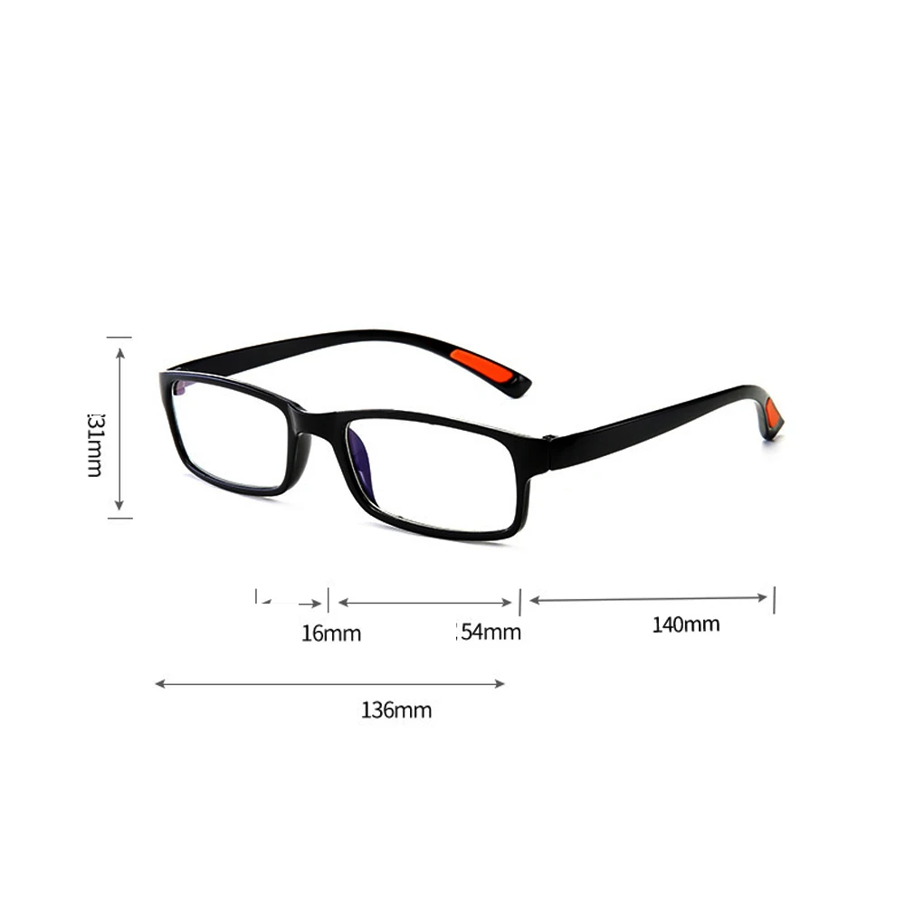 4 Pieces!!!!Rectangule Frame Blue Film  Reading Magnifier Super Light Hyperopia Men Women +1.0 +1.5 +2.0 To +4.0