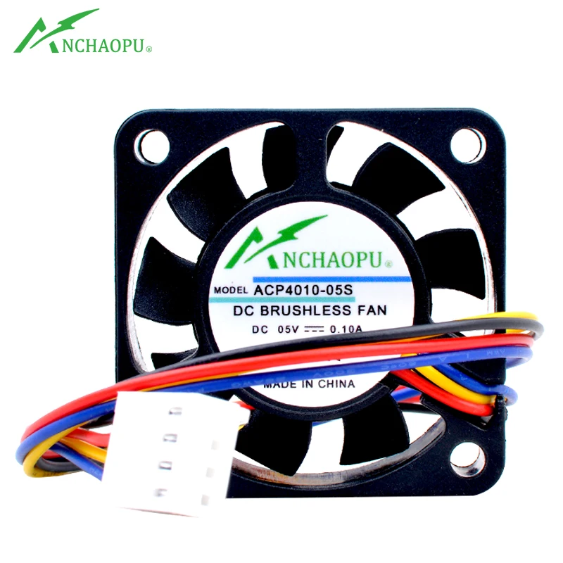 Wentylator ANCHAOPU 4cm 40mm 40x40x10mm DC5V 0.10A 4 przewody 4-pin PWM z regulacją prędkości, wentylator chłodzący do Raspberry Pi w mini obudowie