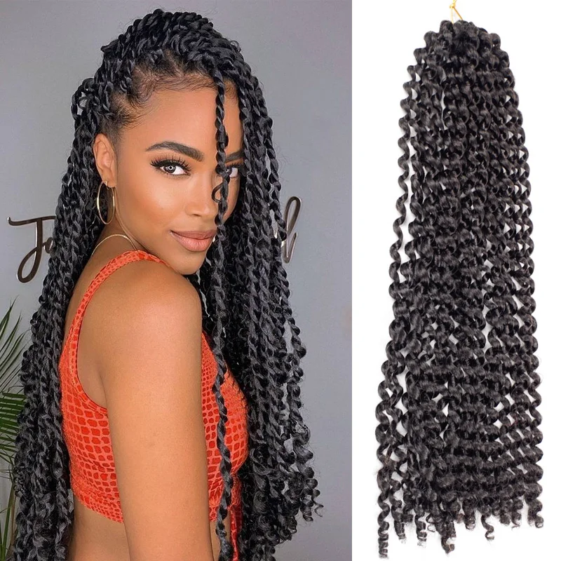 Full Star Crochet Braid Hair สำหรับ Braiding สังเคราะห์ Passion Twist คลื่นน้ำยาว Bohemian Curly Crochet