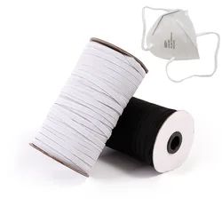 3mm 5mm 6mm Elastic Band Masks Rope 8/10/12MM White Black High Elastic Flat Rubber Band Waist Band Sewing Rope for DIY Mask