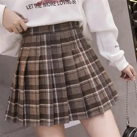 Autumn/winter skirt skirt female hairy 100 pleated skirt college high-waisted fashion big size a-word skirt beautiful skirt