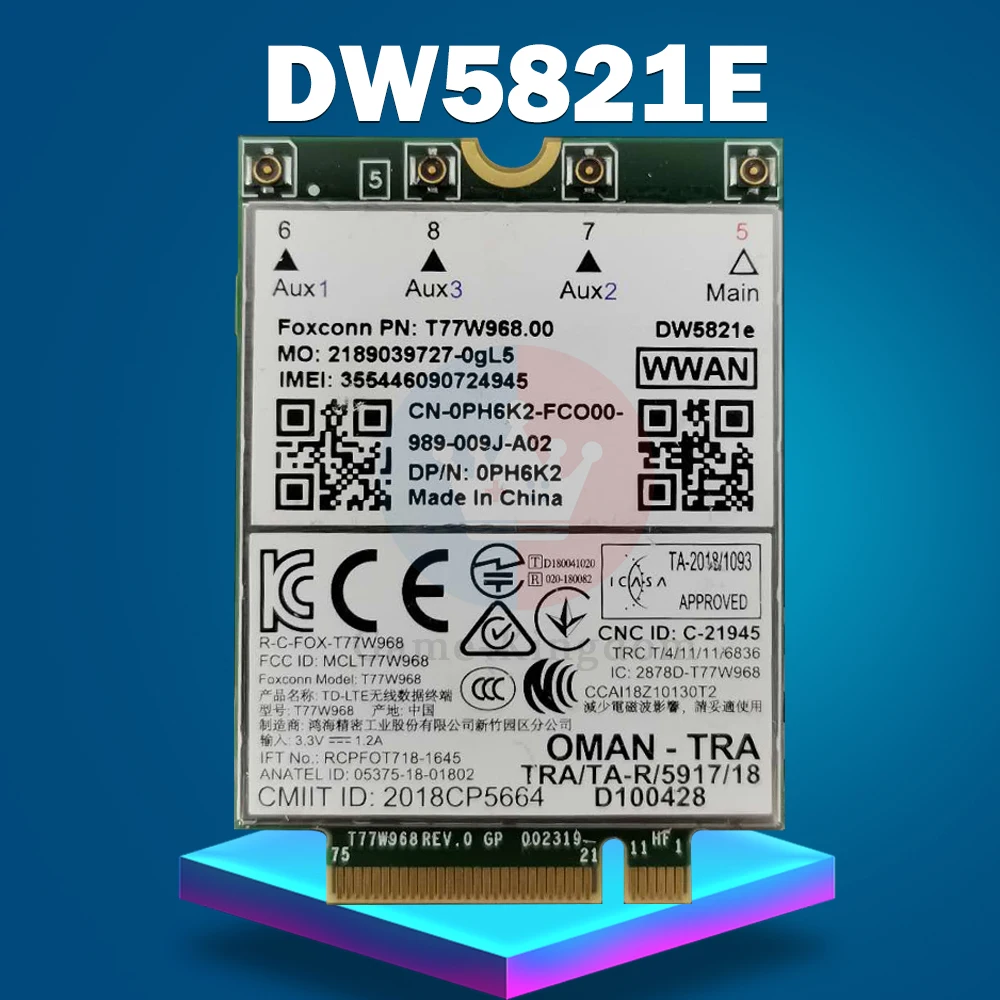 Foxconn DW5821e T77W968 LTE Cat16 M.2 4G module for Dell Latitude 7400 7400 2-in-1 5424 5420 Rugged 7424 Rugged Extreme