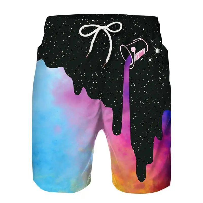 Colorful Galaxy 3D All Over Printed Mens Shorts Unisex Streetwear Shorts Summer Beach Polyester Casual Shorts DK-32