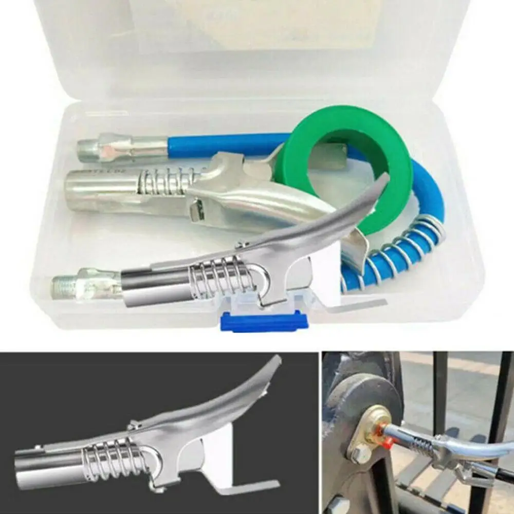 2021 Grease Gun Adapter Hose Kit Gun Lock Grease Coupler Quick Release Lock On Coupling End 1/8” NPT SAE  Metric Zerk Fitting