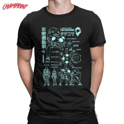 Tachikoma Blueprint Ghost In The Shell T Shirt for Men Cotton Humorous T-Shirt Crewneck Tees Short Sleeve Clothes 4XL 5XL 6XL