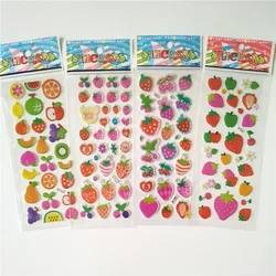 6pcs Mix Cartoon Fruit Strawberry Cherry Grapefruit Pear Orange Apple Bubble Sticker Cute Pentagram Star Lips Baby Puffy Sticker