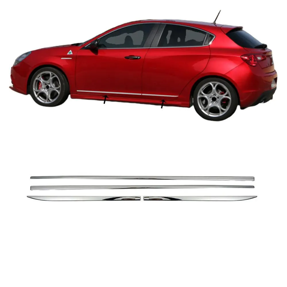 Fit For Alfa Romeo Giulietta Chrome Side Door Streamer 4 Piece Stainless Steel HB 5D 2012 After Chromium Styling Designed