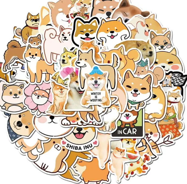 10/30/50pcs Animal Cute Pet Shiba Inu   Pencil Cases   For Chidren Toy Waterproof Sticker To Diy Laptop Bicycle Helmet Car Decal