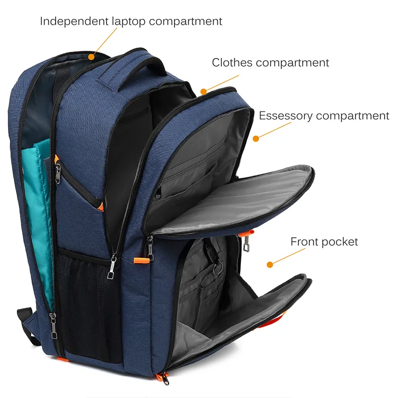 Mochila para ordenador portátil de 17,3 pulgadas con carga USB para hombre, bolsa de viaje de negocios de gran capacidad