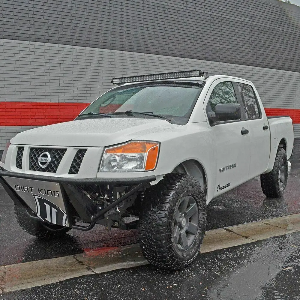 العلوي الزجاج الأمامي ضوء بار سقف تصاعد بين قوسين حامل مع 50 بوصة مستقيم مصباح ليد بار لنيسان تيتان 4WD/2WD 2004-2014 #4