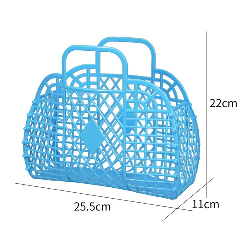 Portable Plastic Bath Basket, Hollow Jelly, Beach Vacation, Large-Capacity, Female Purses, Handbags, Reusable and Easy to Clean