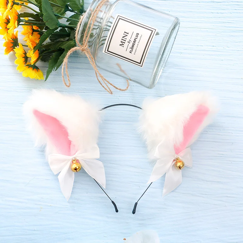 Cosplay Cute Cat Fox Fur Ear Hair Hoops Night Party Anime Lolita Hairband Fur Headbands Clip Girl Hair Accessories Ear Hair Band