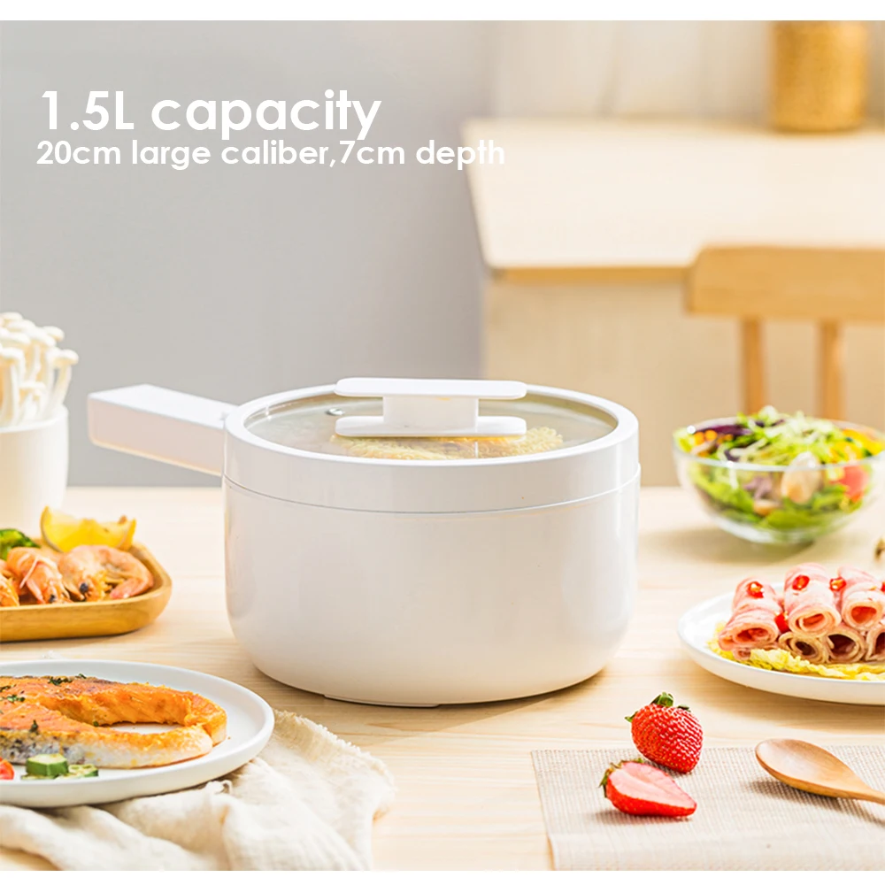 Multifunctional Electric Cooker 1.5L Capacity Fast Heating 700W Electric Cooking Pot Desktop Mini Hot Pot Portable Skillet
