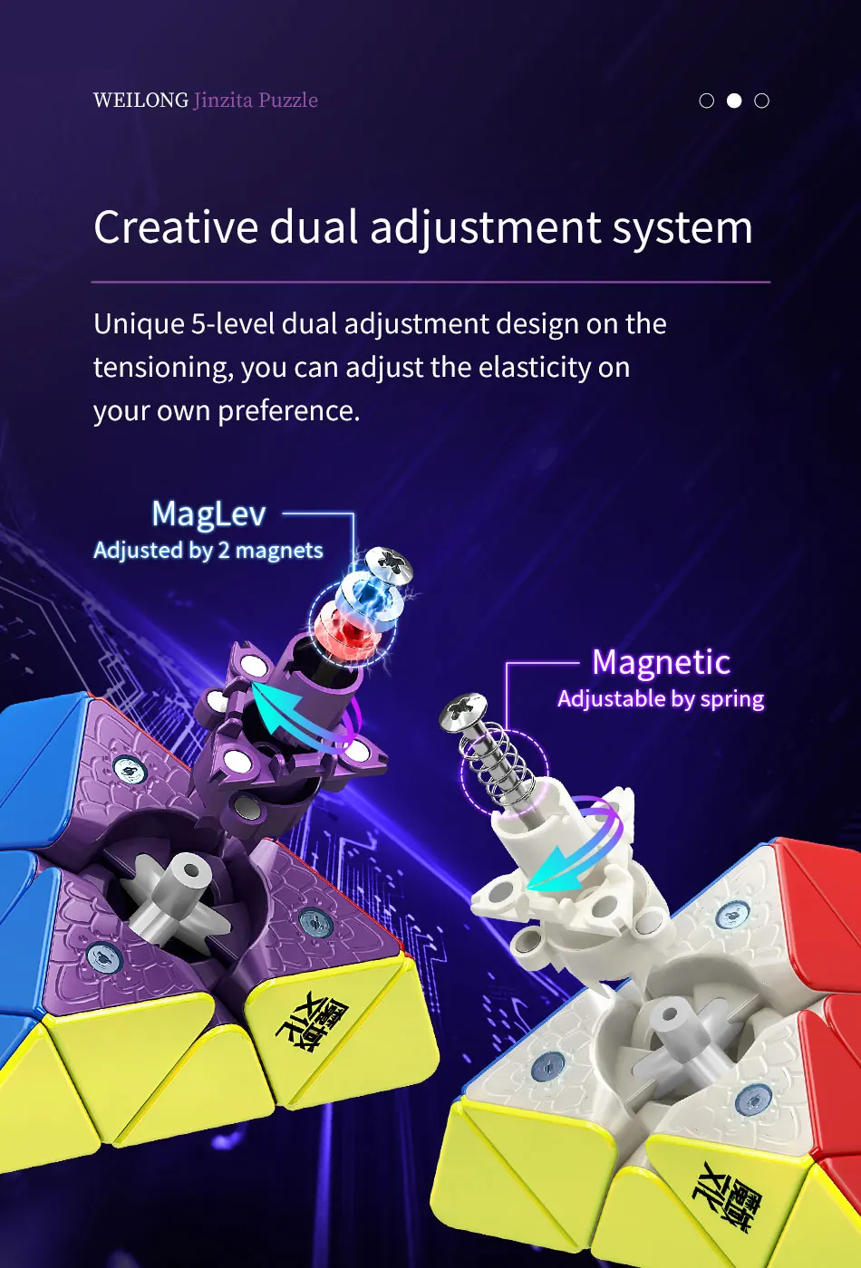 Moyu New Weilong WRM Pyramid Puzzle Stickerless Speed Magnetic Cube MagLev Cubes Toy Educational Magnetic Toys Twist Cubes