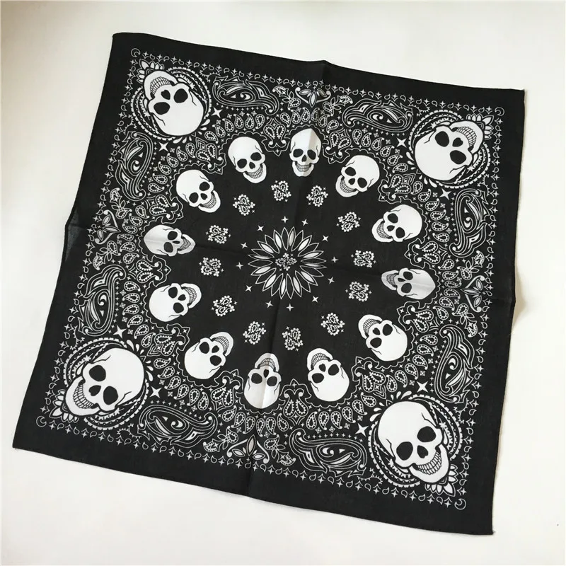 More Colorfull Printed Skull Paisley Geometric Cotton Bandanas Women Headband Square Scarf Neckerchief Headwear Hairband