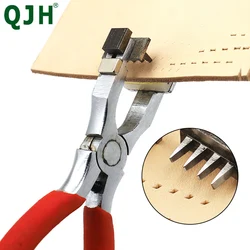 Leather Craft Punch Tool Handheld Silent Pliers Diamond Sewing Suture Chisel Scelzi Iron 4 mm Pitch 2/4 Teeth DIY Leather Craft