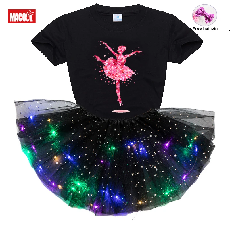 

Kids Girl Dress Sets Princess Girls Set Birthday Party 2Pc Light Dress+t Shirt 2021 Summer Kids Ballet Picture Print Dress Sets