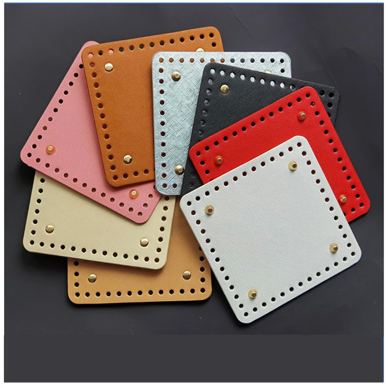 

8 Color Knitting Crochet PU Leather Bag Square Bottom Shaper Cushion Hand-Woven Bag Pad for Cross Body Making Women Girls