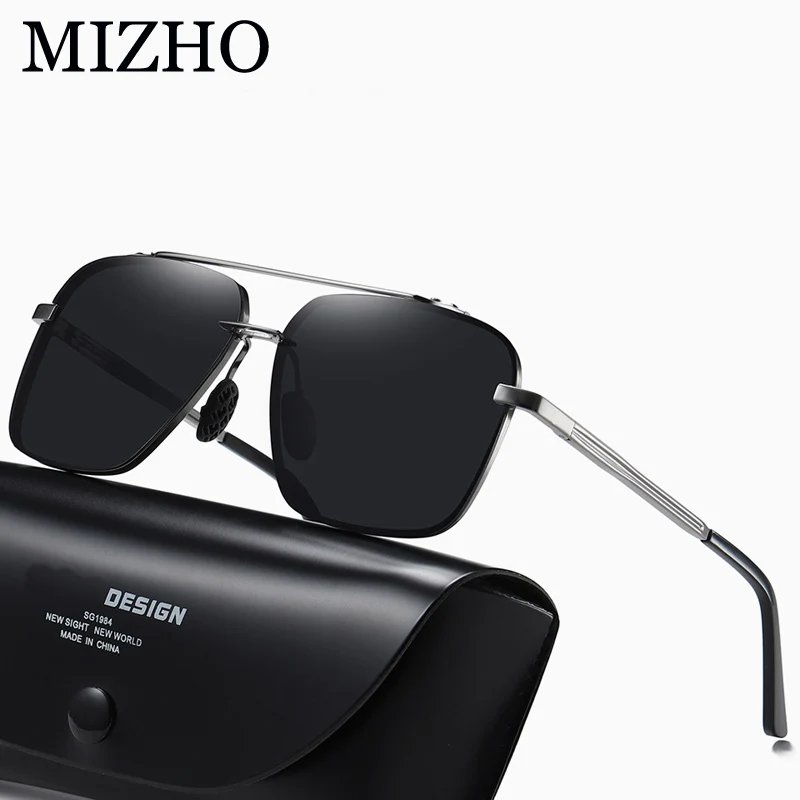 

MIZHO UV Polaroid Sunglasses Unisex Big Square Vintage Rectangle Traveling Original Brand Design Polarized Sun glasses Men Retro