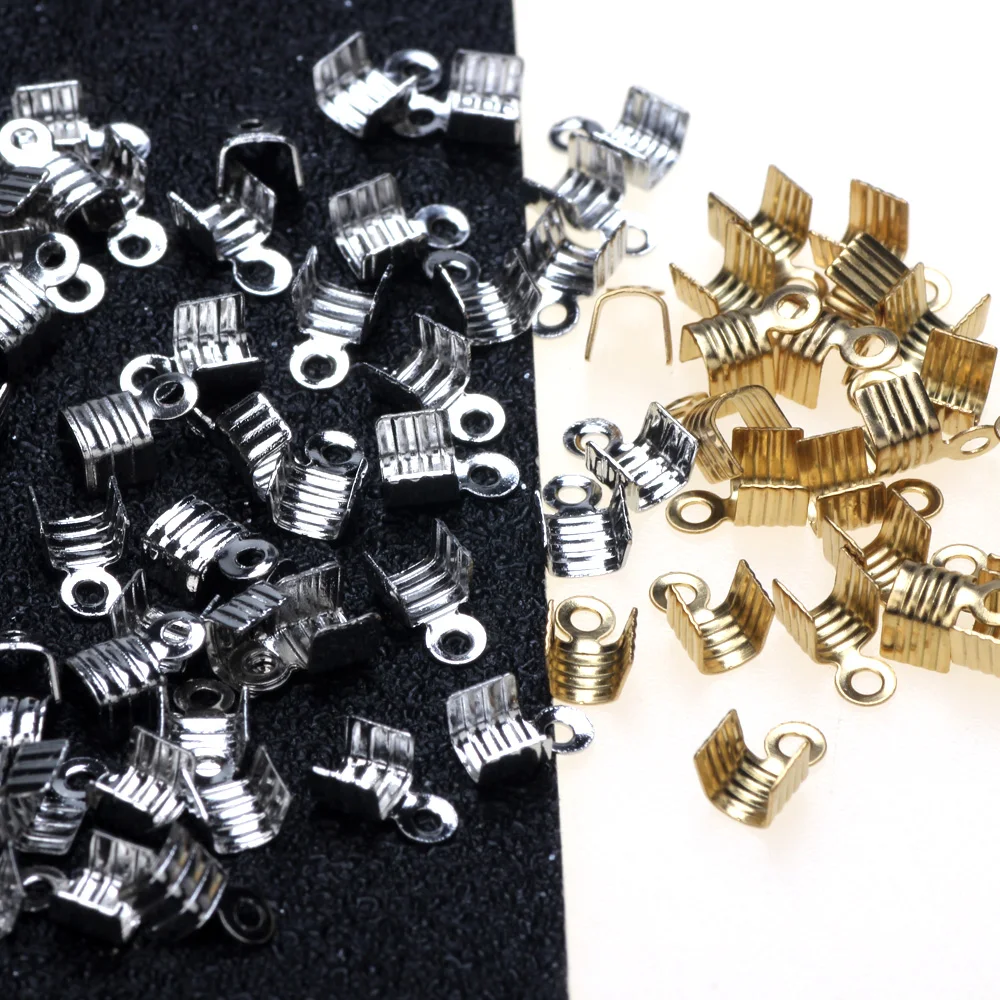 30 pçs/lote de aço inoxidável metal cabo extremidade crimps talão caps prendedor fechos diy jóias fazendo colar brinco acessórios