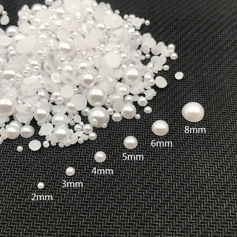 Meia Rodada Pérolas para Nail Art, ABS Flatback, Pérolas De Imitação, Grânulos De Plástico, Strass 3D, Manicure Jóias, Decorações DIY, Acessórios