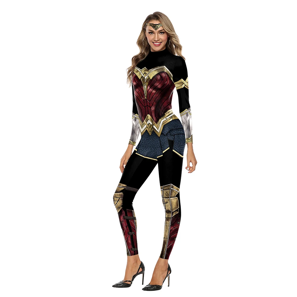 FASHION-Costume Wonder Girl pour femme, costume de batterie cosplay, anime imprimé, super avant, olympiques d'Halloween, costume Zentai