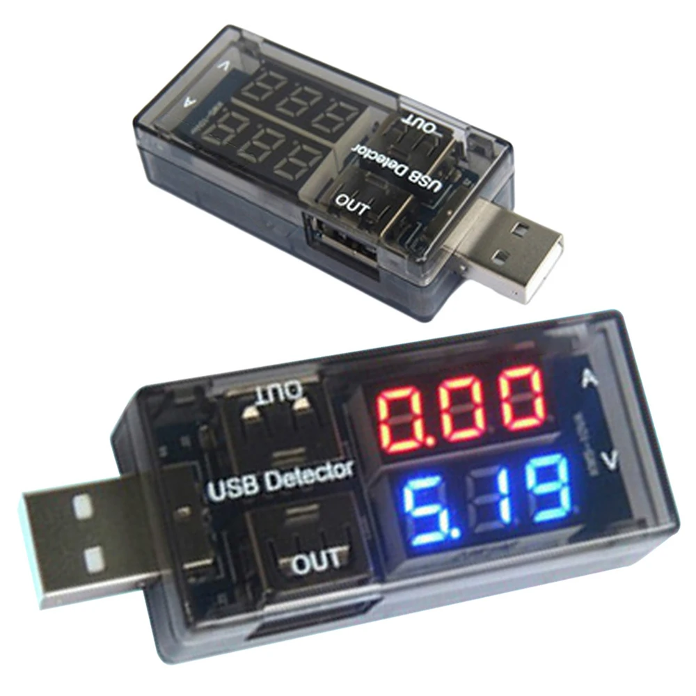 جديد أحمر + أزرق مزدوج USB الجهد الحالي شحن كاشف تستر بطارية الفولتميتر مقياس التيار الكهربائي شاحن الطبيب