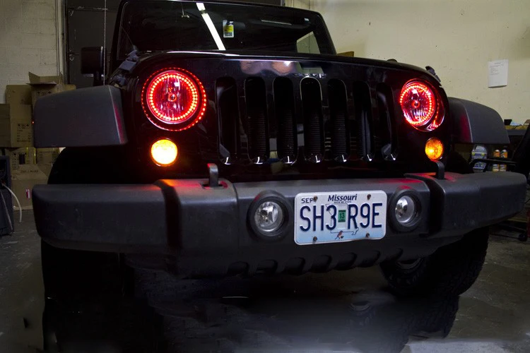 for Jeep Wrangler RGB LED headlight  angel eyes kit car styling accessories 2007 2008 2009 2010 2011 2012 2013 2014 15 2016