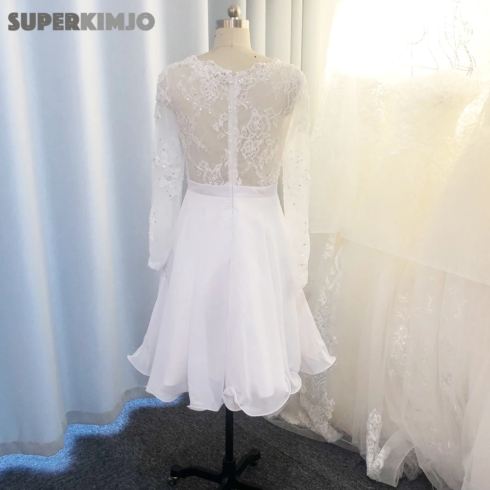 SuperKimJo-Vestidos De Novia blancos, para Novia, Apliques De encaje con cuentas, Trian desmontable, vestido De boda