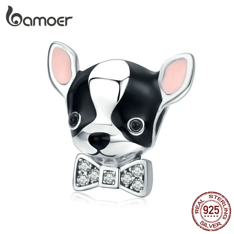 bamoer Enamel Lovely Chihuahua Dog Charm Silver 925 Original Fit Bracelet & Bangle 925 Sterling Silver Jewelry Femme SCC1310